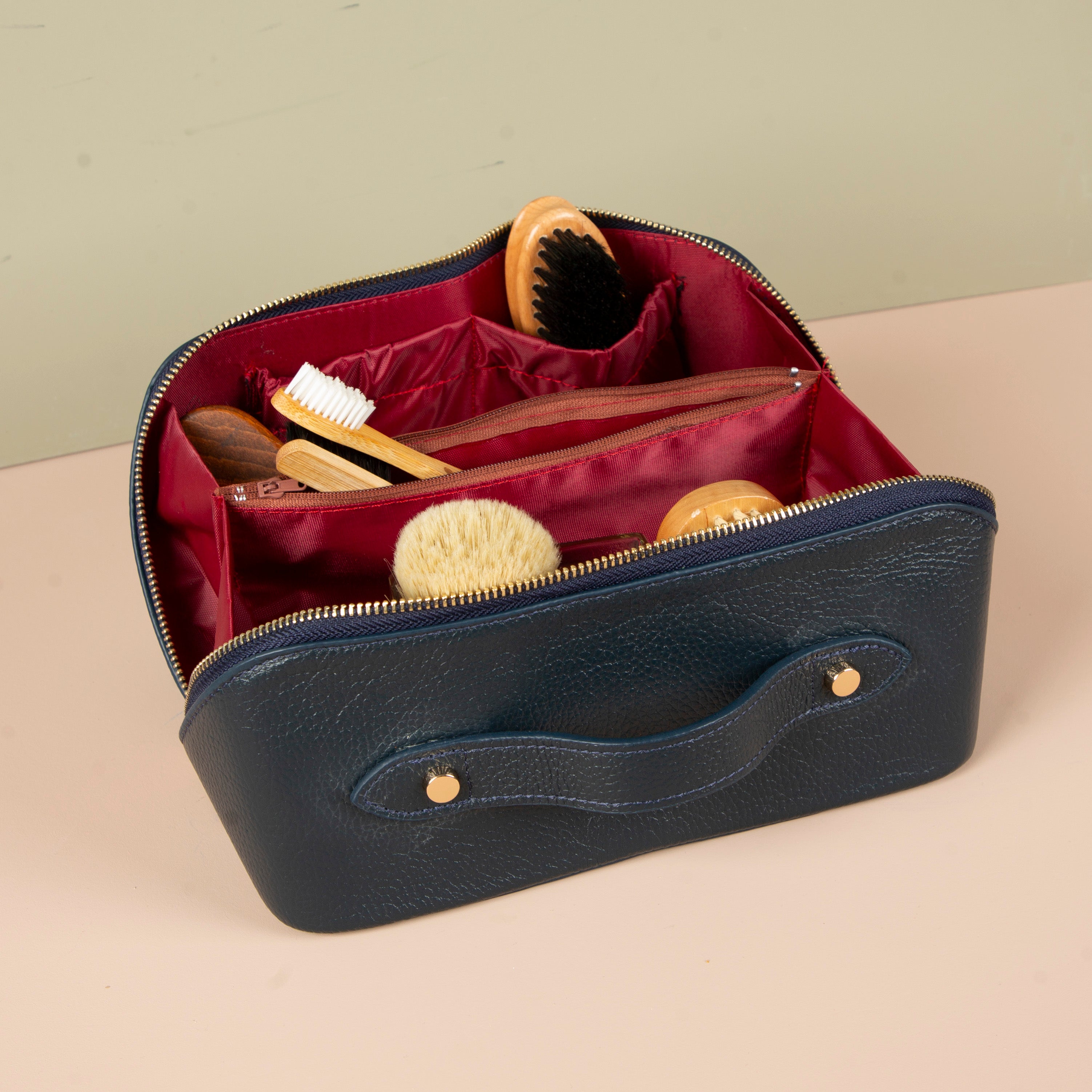 Luxury Leather Travel Vanity Case – Elegant & Spacious-Midnight blue - San Jose