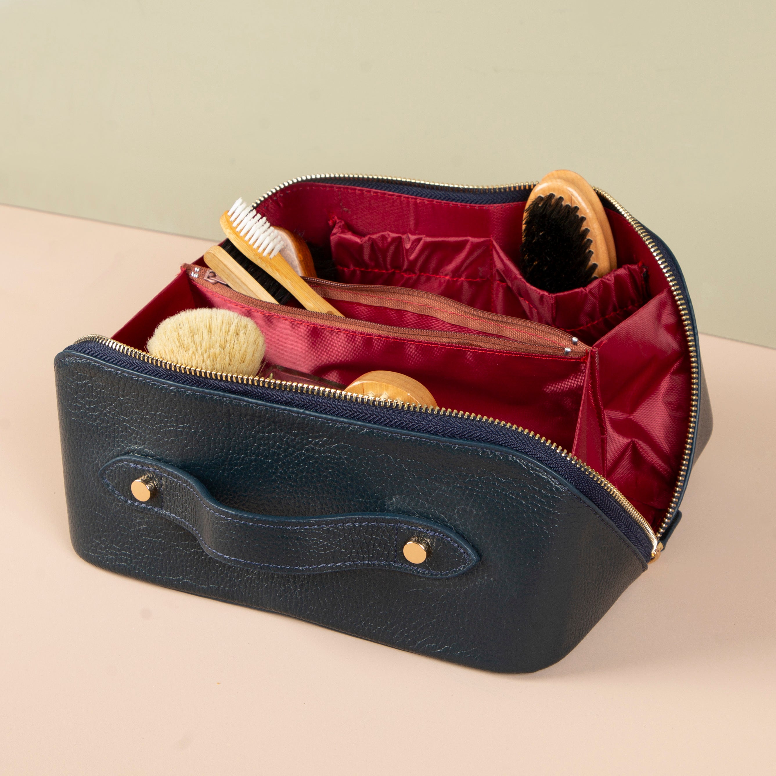 Luxury Leather Travel Vanity Case – Elegant & Spacious-Midnight blue - San Jose