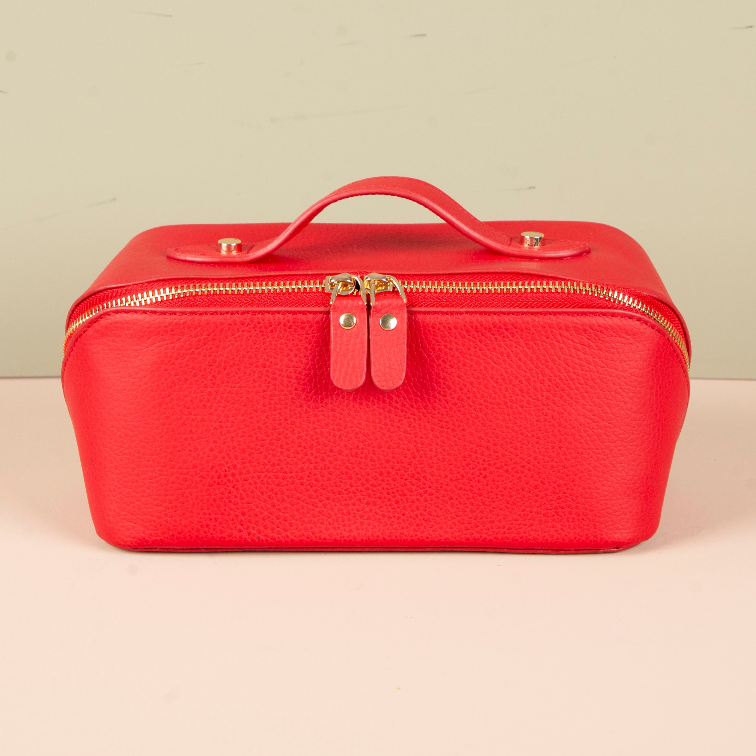 Luxury Leather Travel Vanity Case – Elegant & Spacious-Scarlet red - San Jose