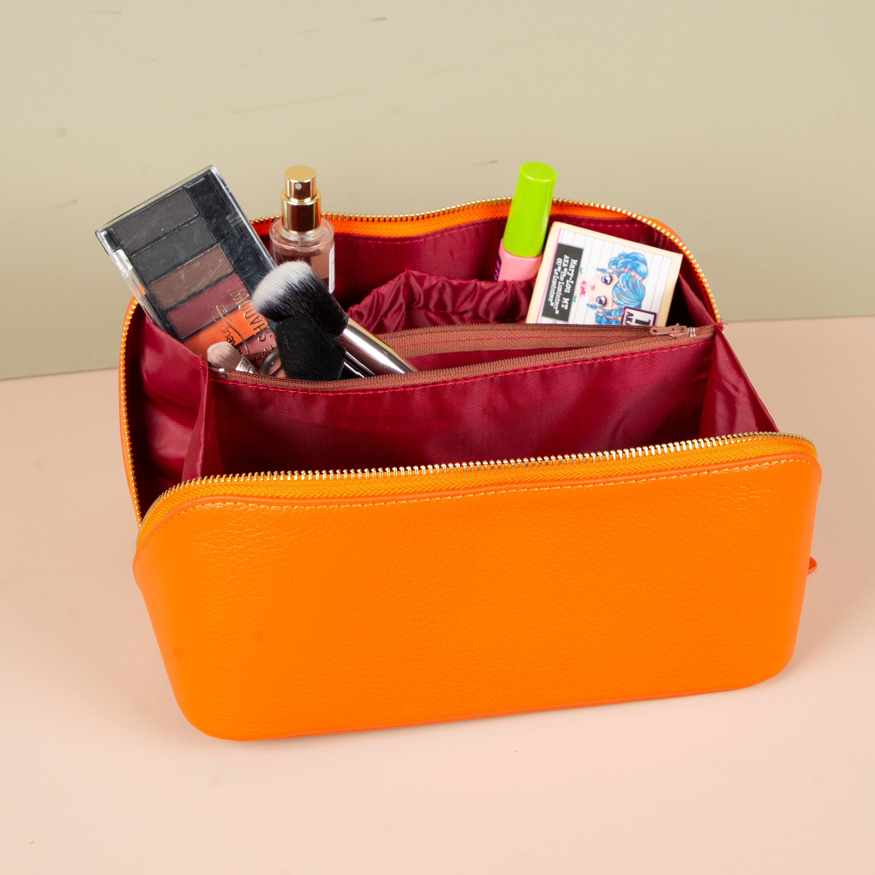 Luxury Leather Travel Vanity Case – Elegant & Spacious-mandarin - San Jose