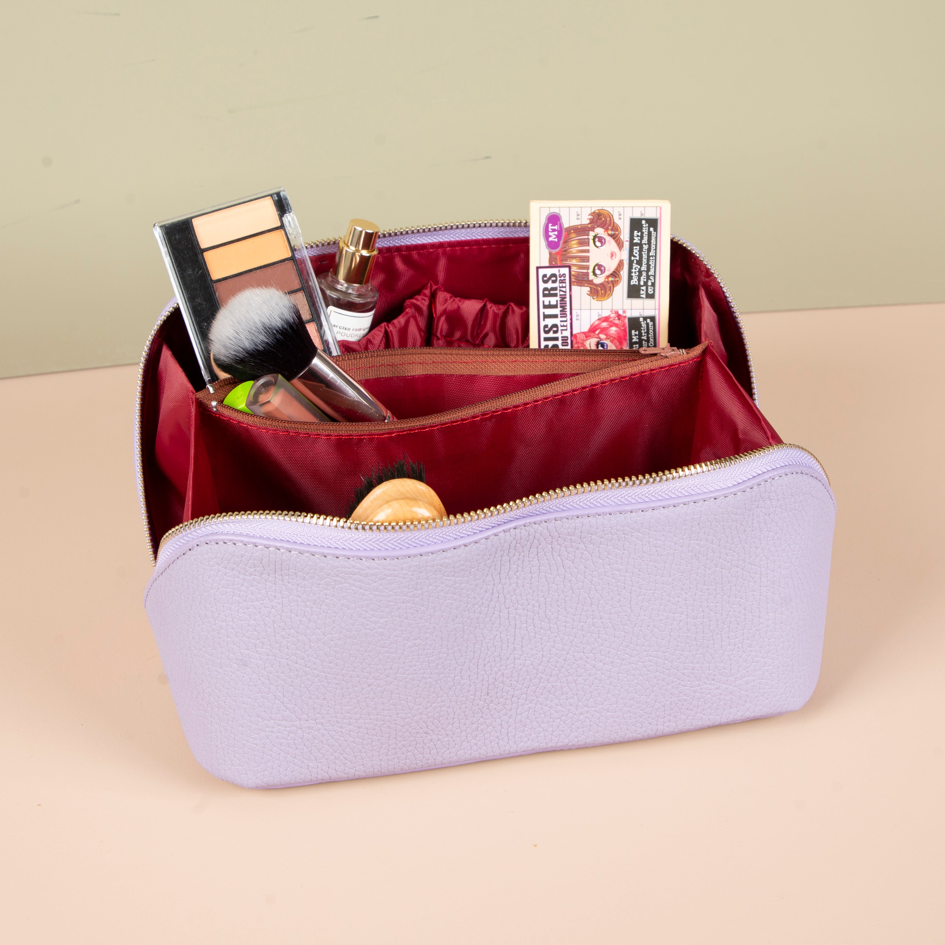 Luxury Leather Travel Vanity Case – Elegant & Spacious- Soft lavender - San Jose