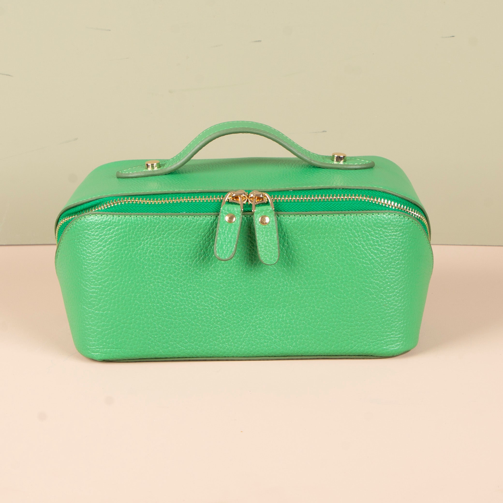 Luxury Leather Travel Vanity Case – Elegant & Spacious- Emerald green - San Jose