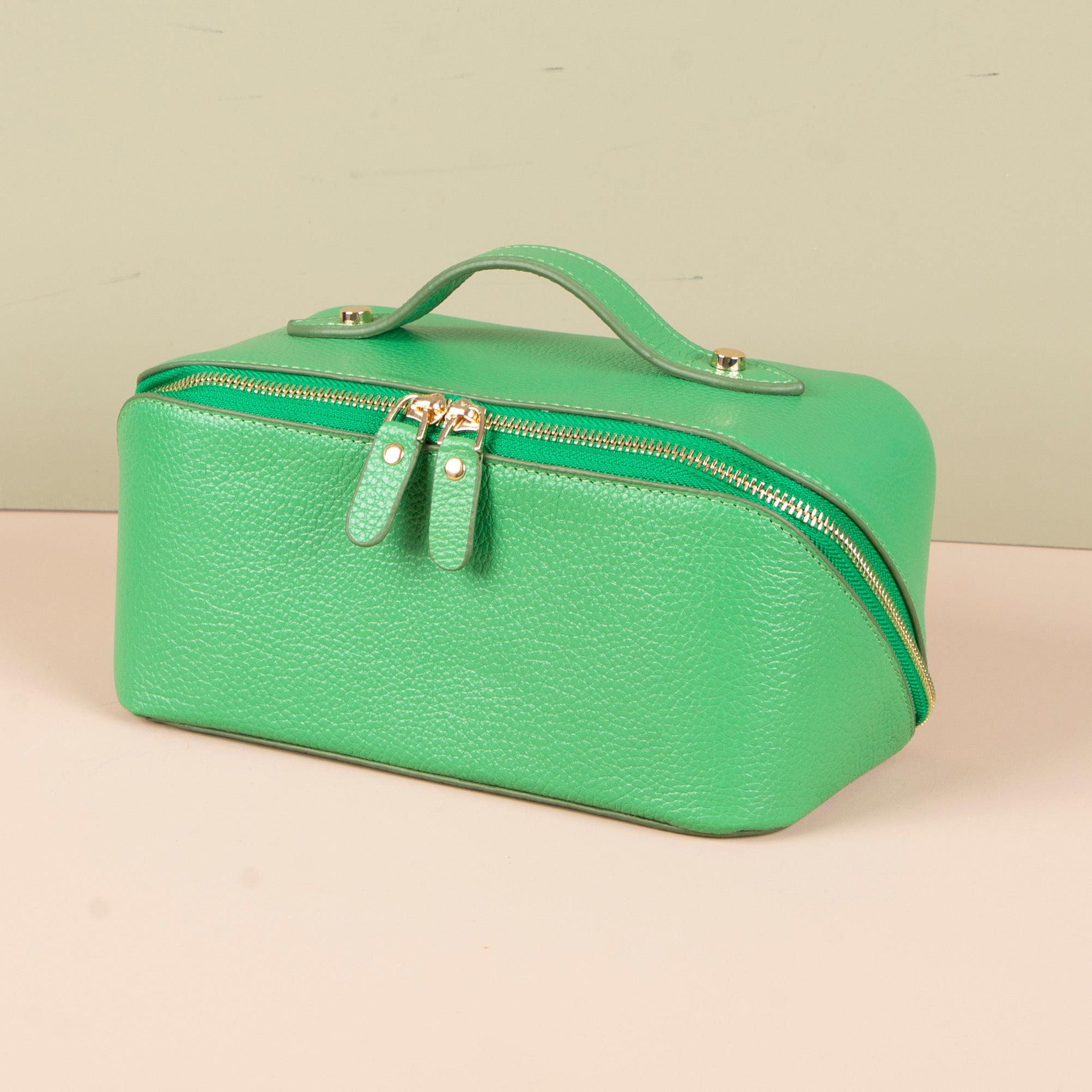 Luxury Leather Travel Vanity Case – Elegant & Spacious- Emerald green - San Jose