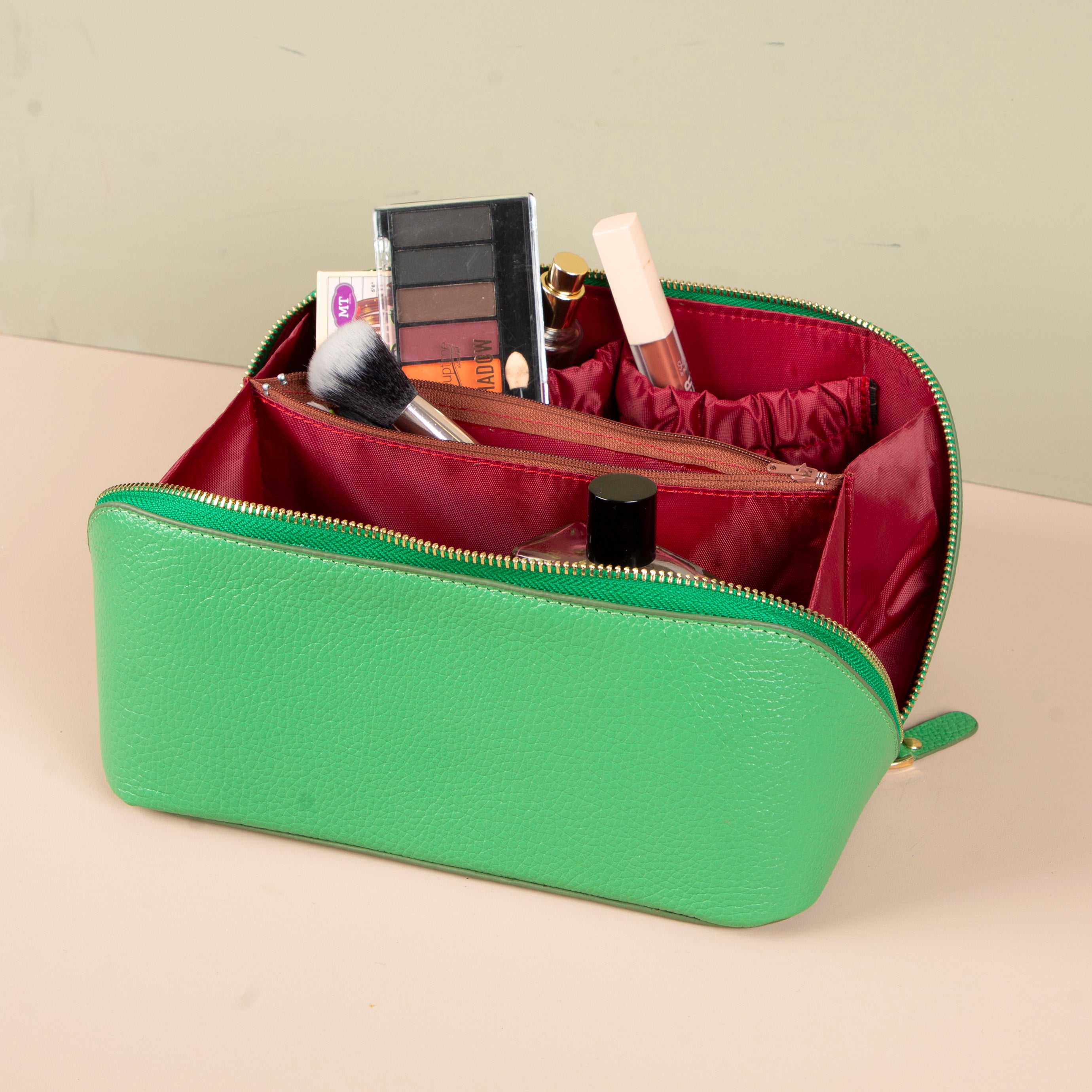 Luxury Leather Travel Vanity Case – Elegant & Spacious- Emerald green - San Jose