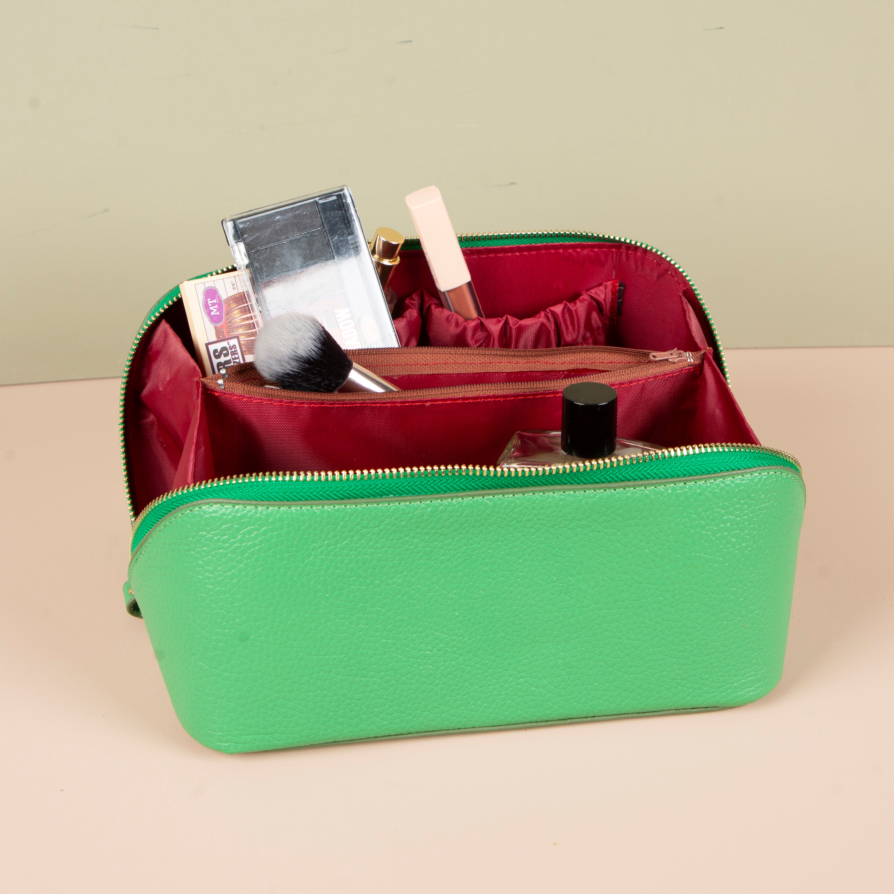 Luxury Leather Travel Vanity Case – Elegant & Spacious- Emerald green - San Jose