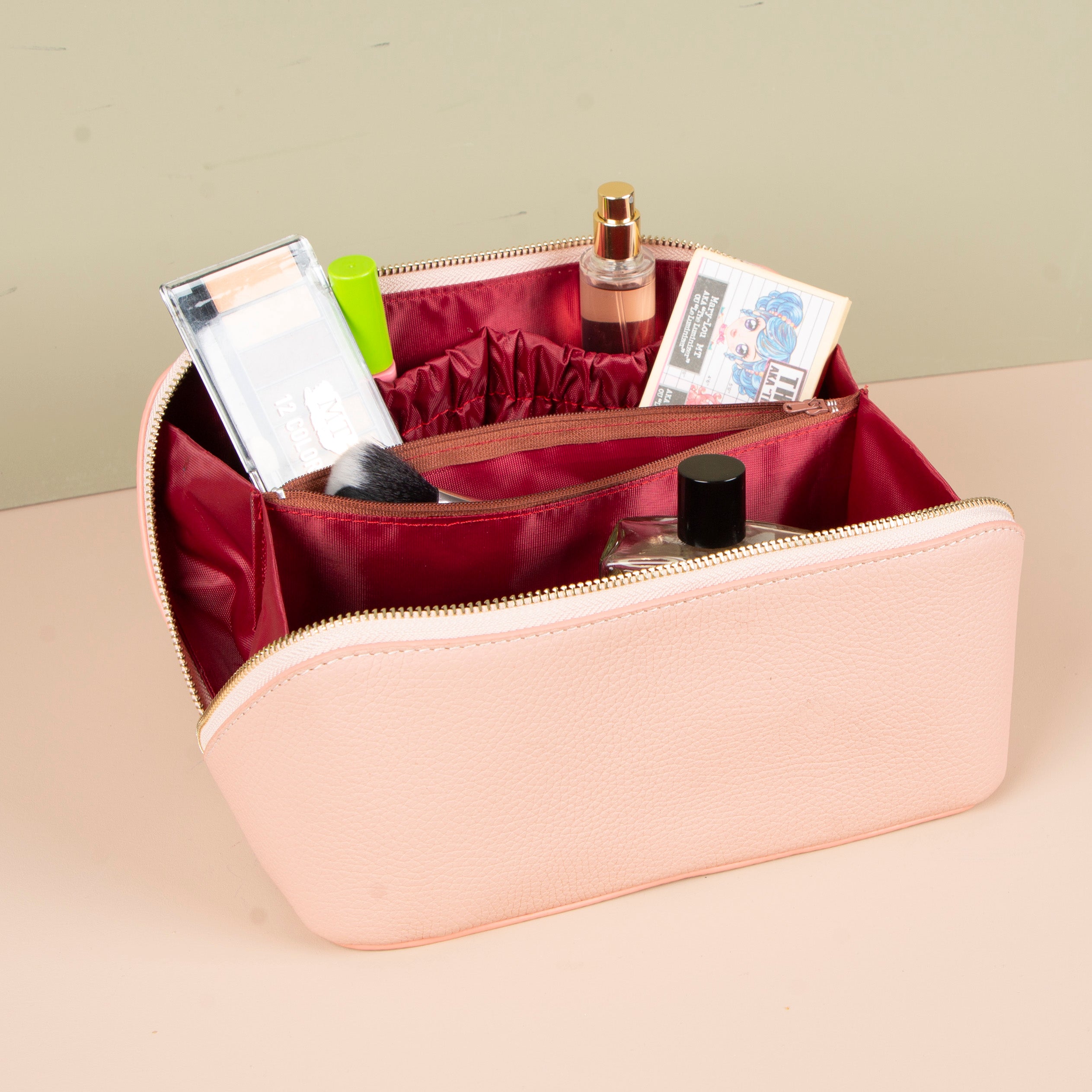 Luxury Leather Travel Vanity Case – Elegant & Spacious- Blush pink - San Jose