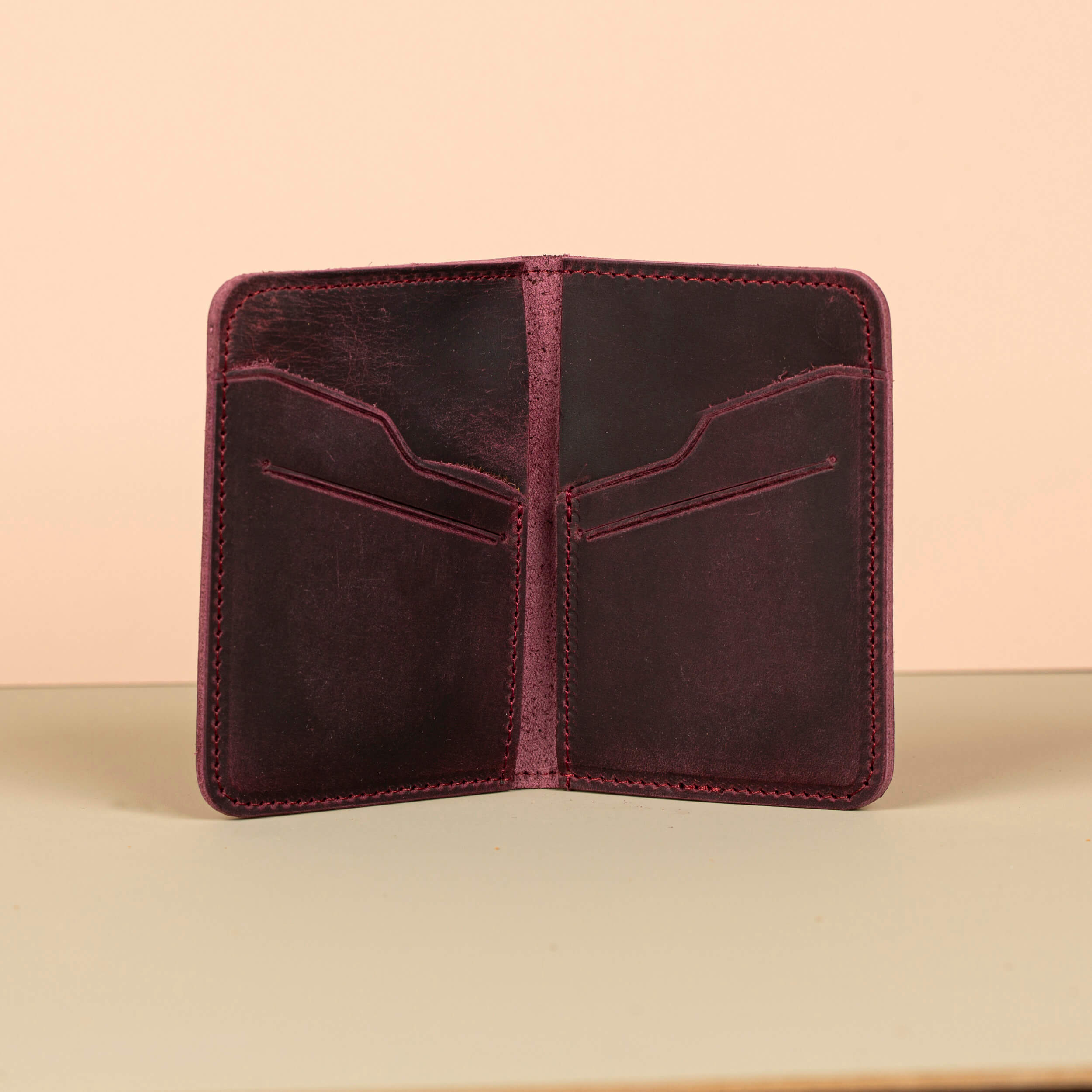 Classic Leather Cardholder Wallet - Deep Burgundy - Berkeley