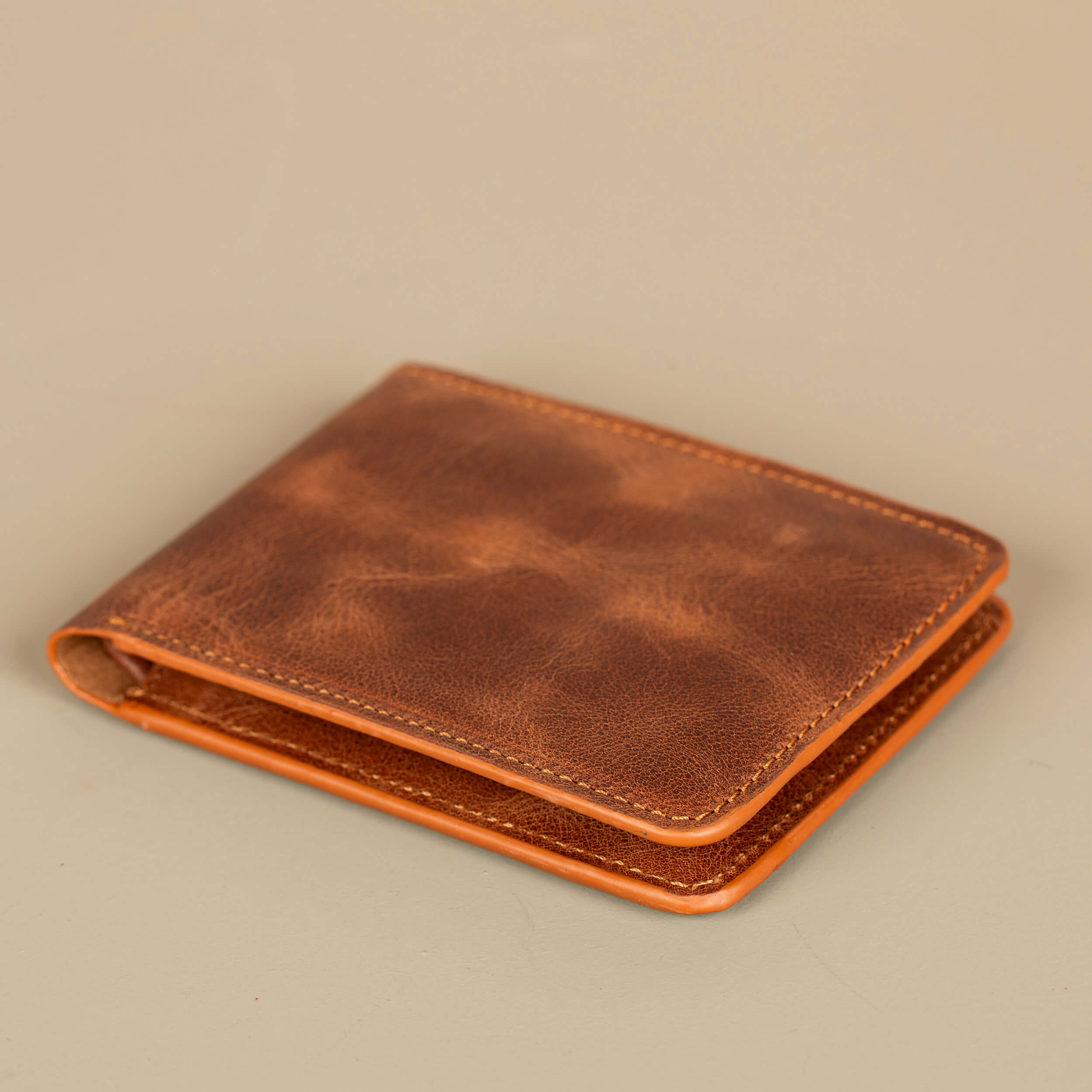 Premium Leather Bifold Wallet - Brown - Washington