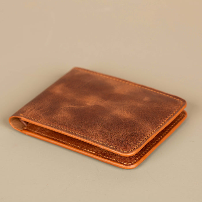 Premium Leather Bifold Wallet - Brown - Washington