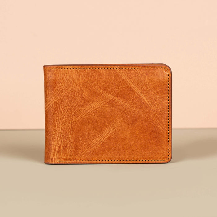 Premium Leather Bifold Wallet - Rich Brown - Washington