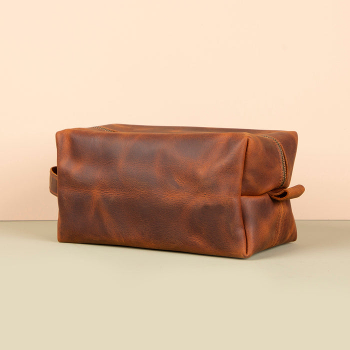 Handmade Leather Makeup Bag - Dark Brown- Minneapolis