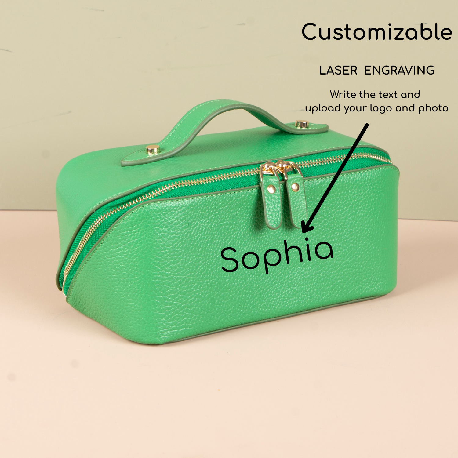 Luxury Leather Travel Vanity Case – Elegant & Spacious- Emerald green - San Jose
