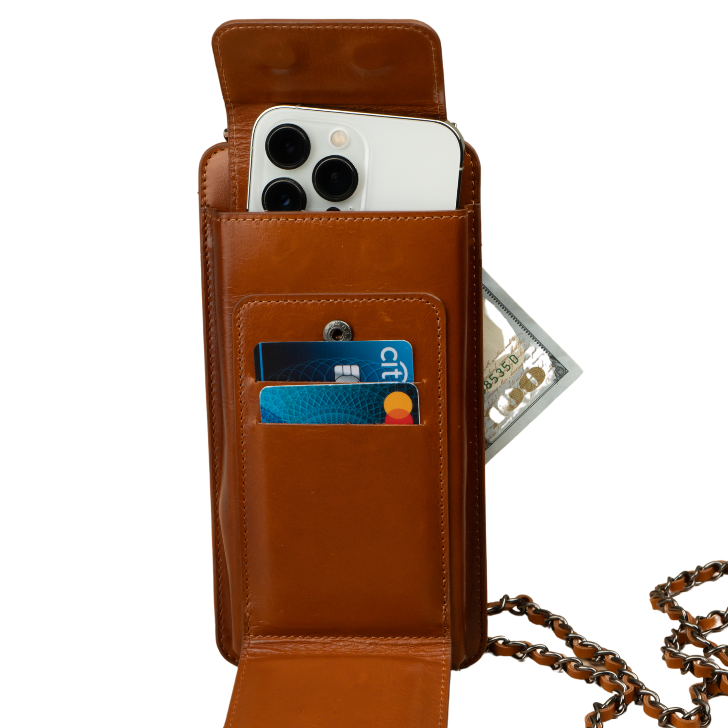 Brown Leather Crossbody Phone Bag & Wallet - LEATHERE