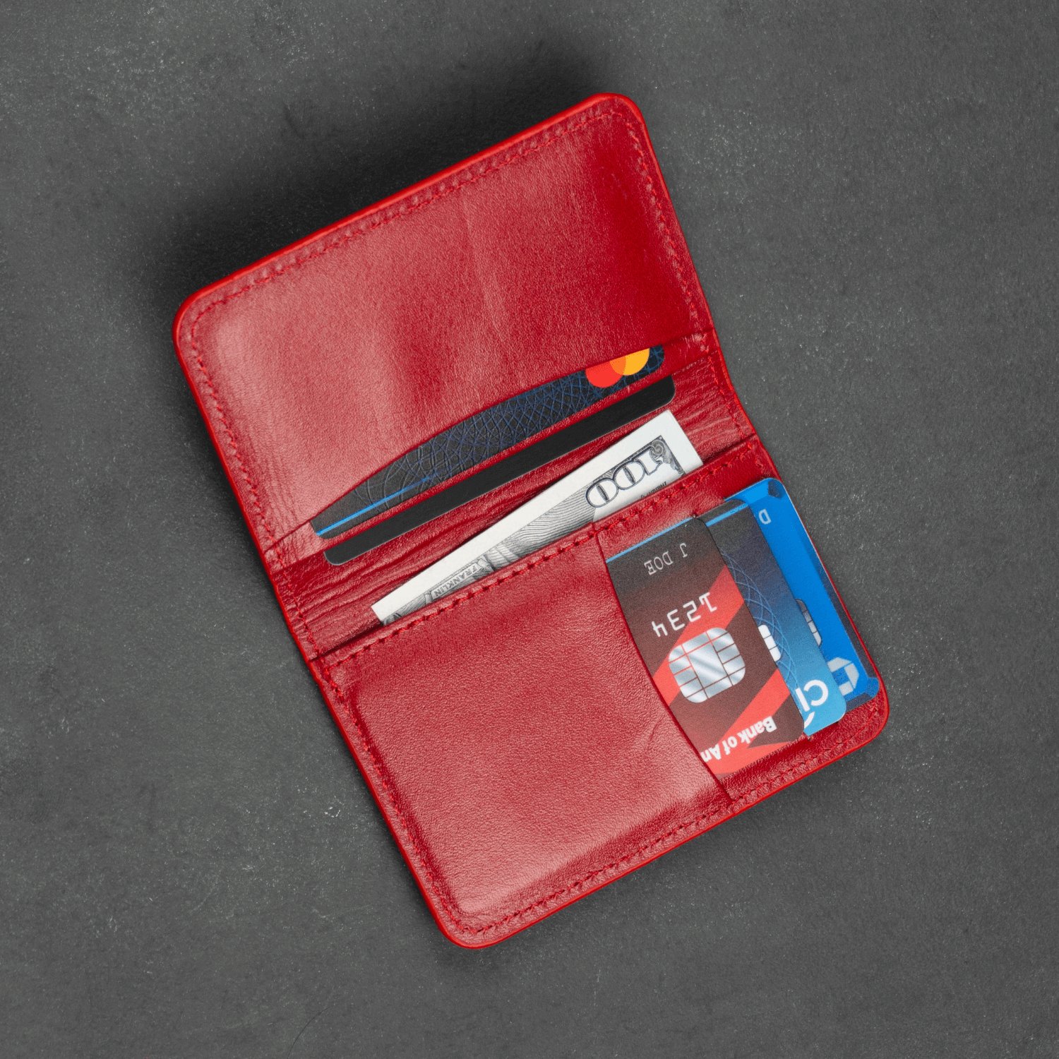 Premium Leather Wallet - Red - Fresno