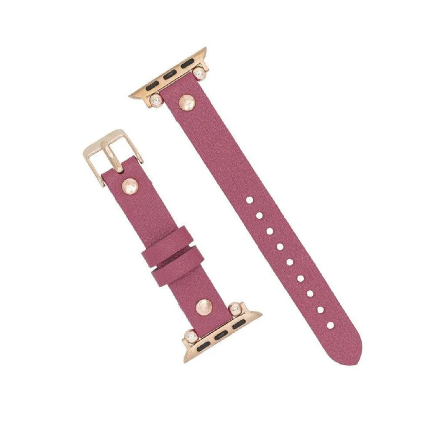 Magenta Leather Slim Apple Watch Band with Rivet - LEATHERE