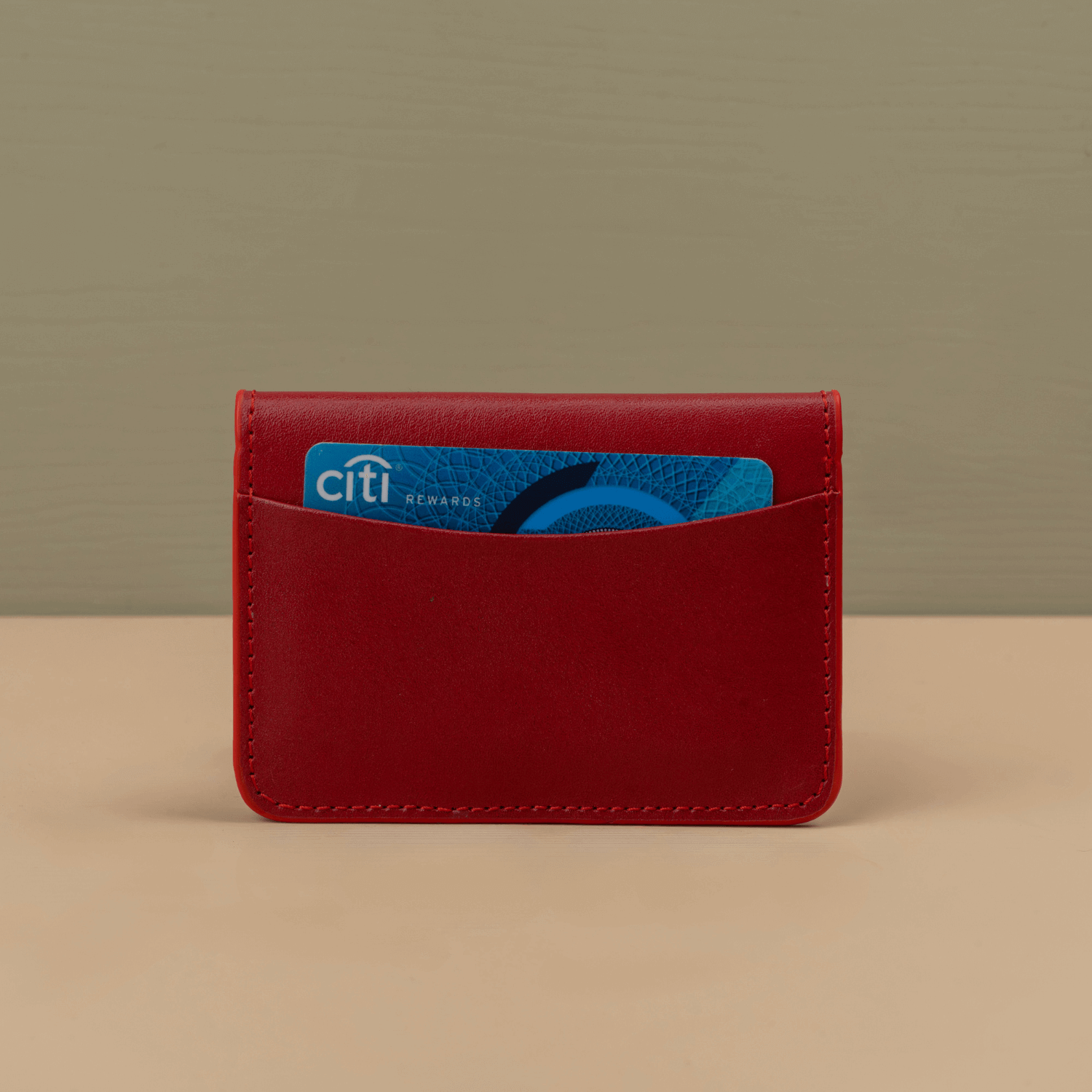 Red Leather Thin Wallet with Card Holder - LEATHERE