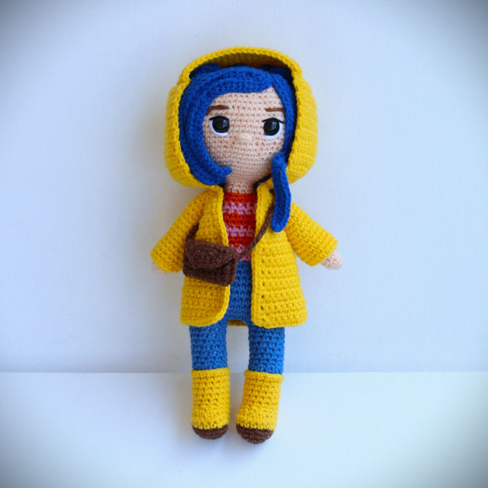 Custom Coraline Jones Crochet Doll, Handmade Knit Amigurumi Coraline Doll, Knitted Coraline Gift, Crochet Art Doll, Custom Handcrafted Order