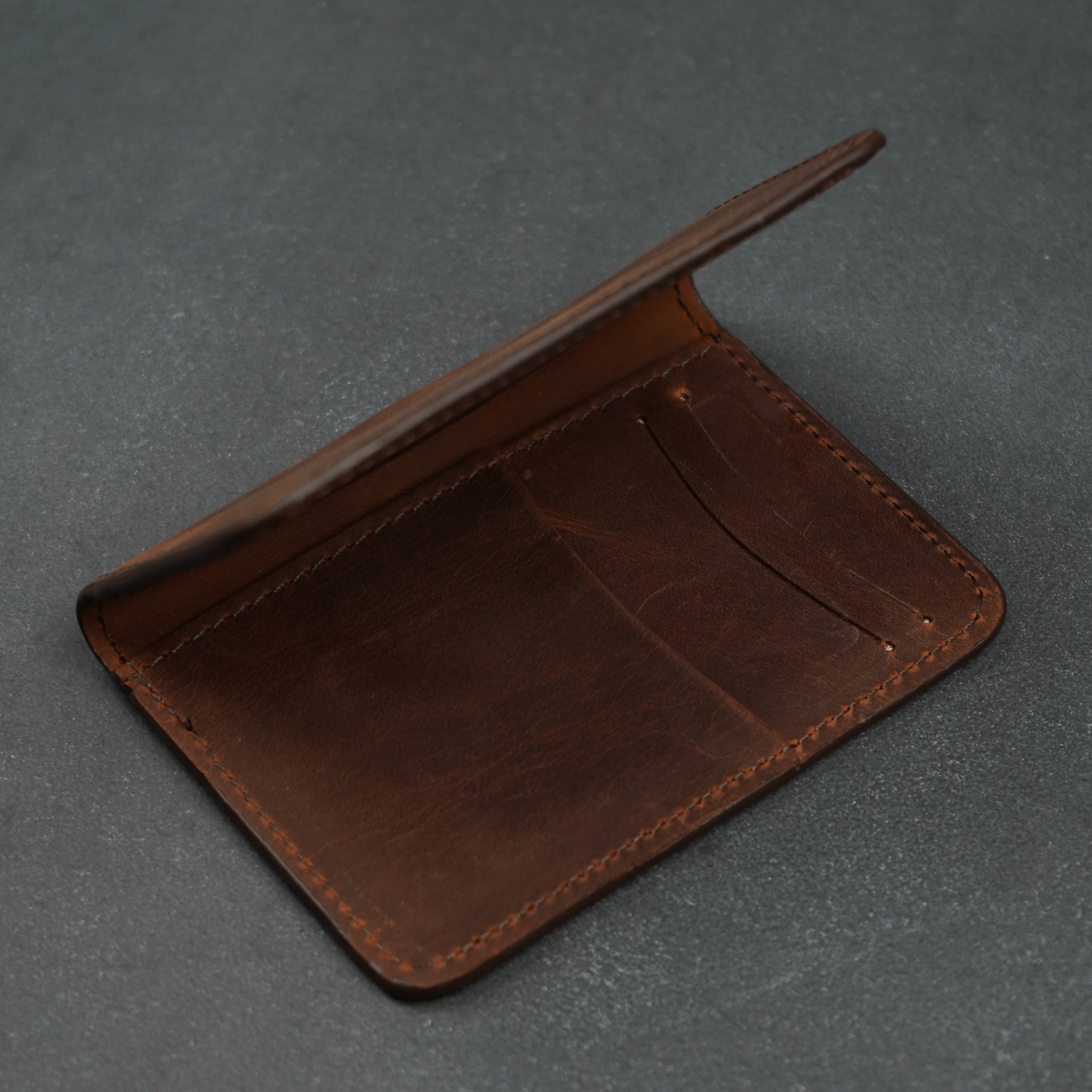 Dark Brown Leather Thin Wallet with Card Holder - LEATHERE