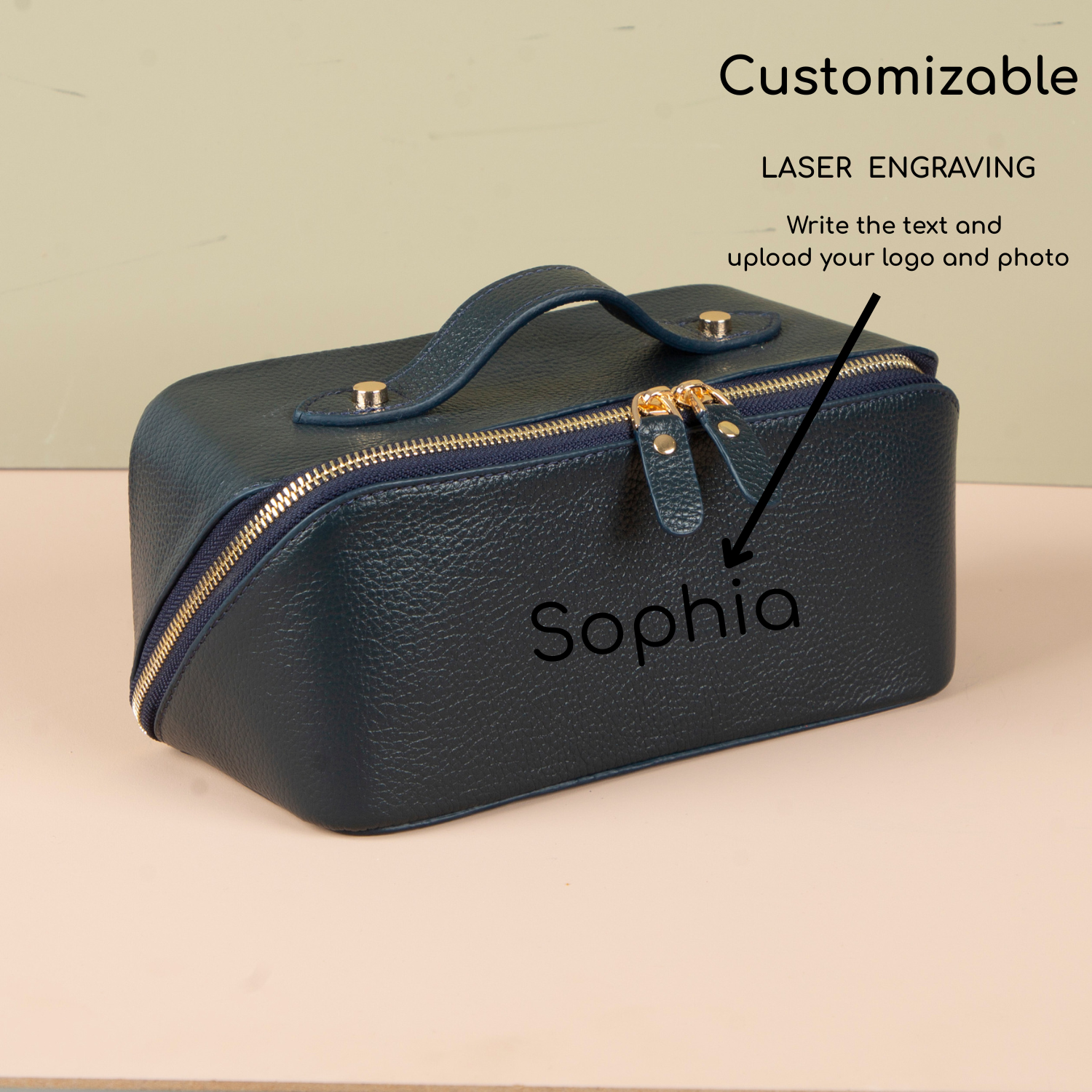 Luxury Leather Travel Vanity Case – Elegant & Spacious-Midnight blue - San Jose