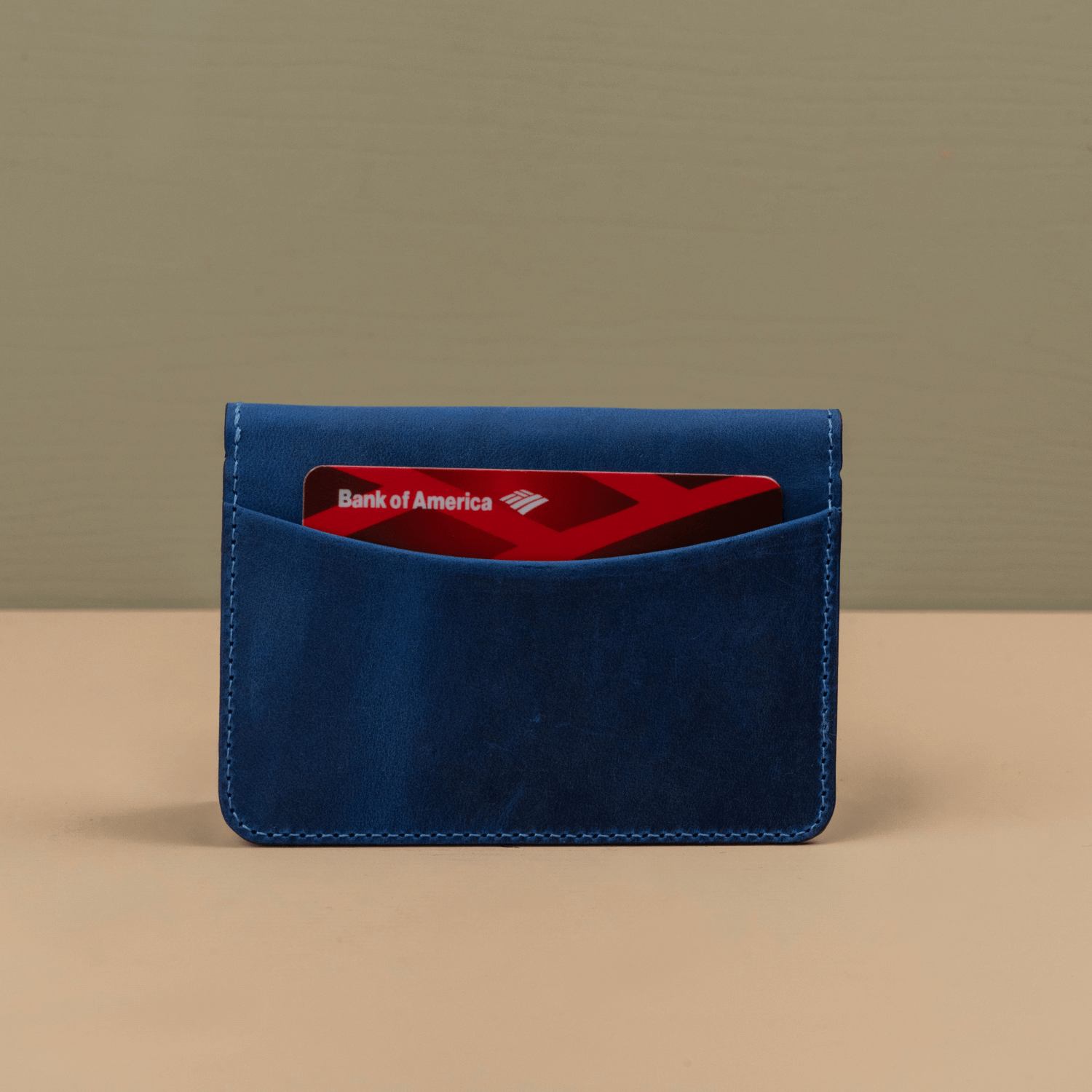 Blue Leather Thin Wallet with Card Holder - LEATHERE