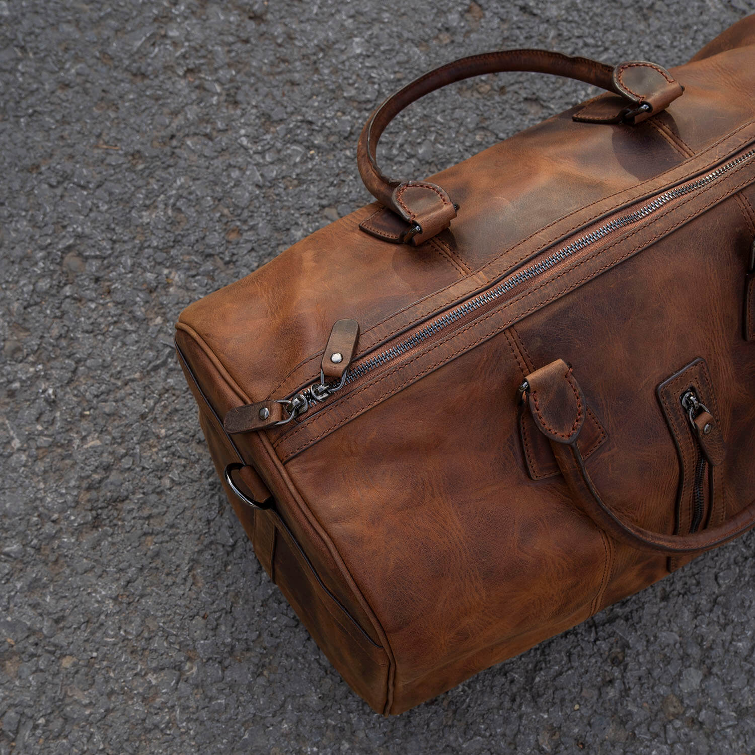 Vintage Leather Weekender Bag - Brown - Edison