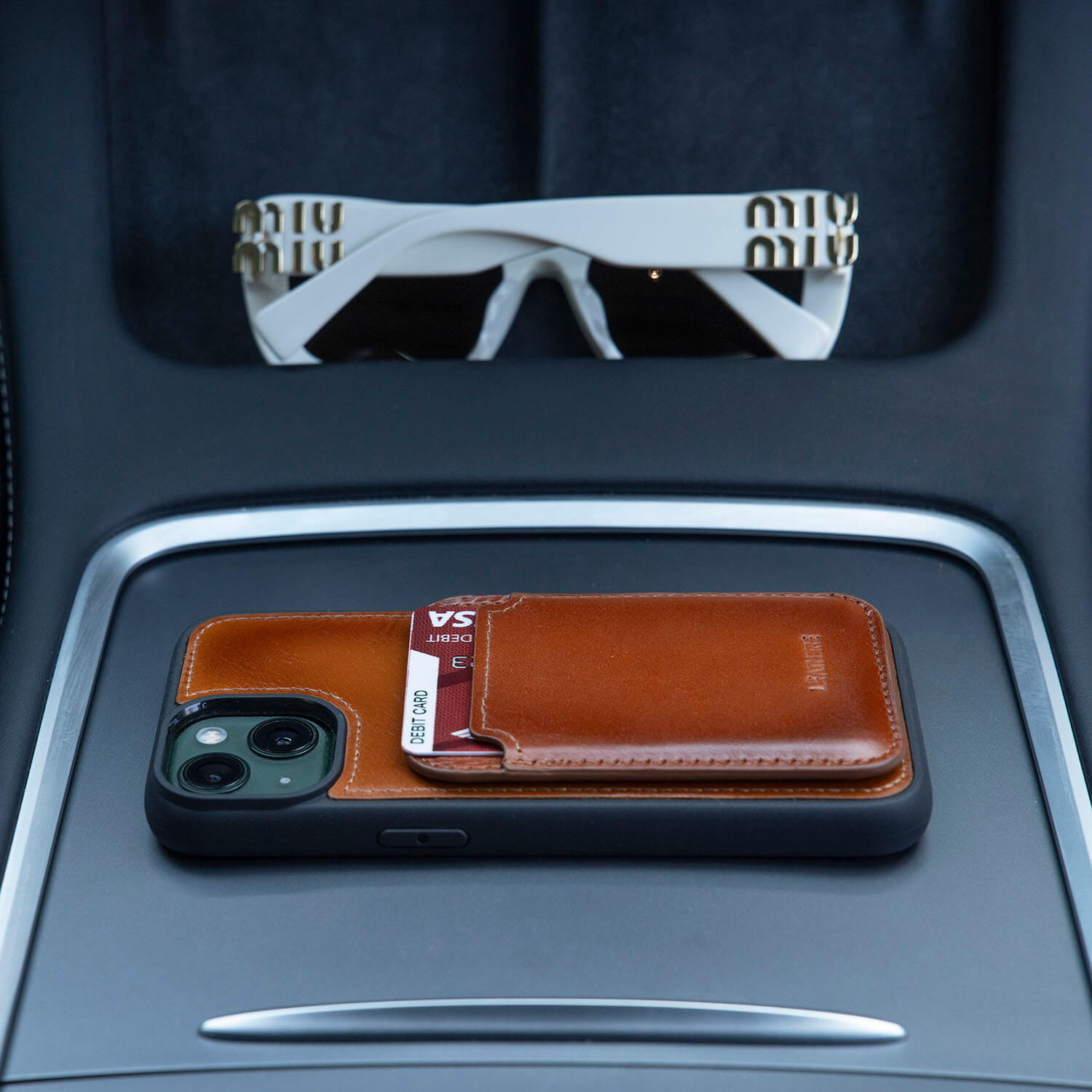 Premium Leather Card Holder & Phone Case Combo - Rich Brown - Helena