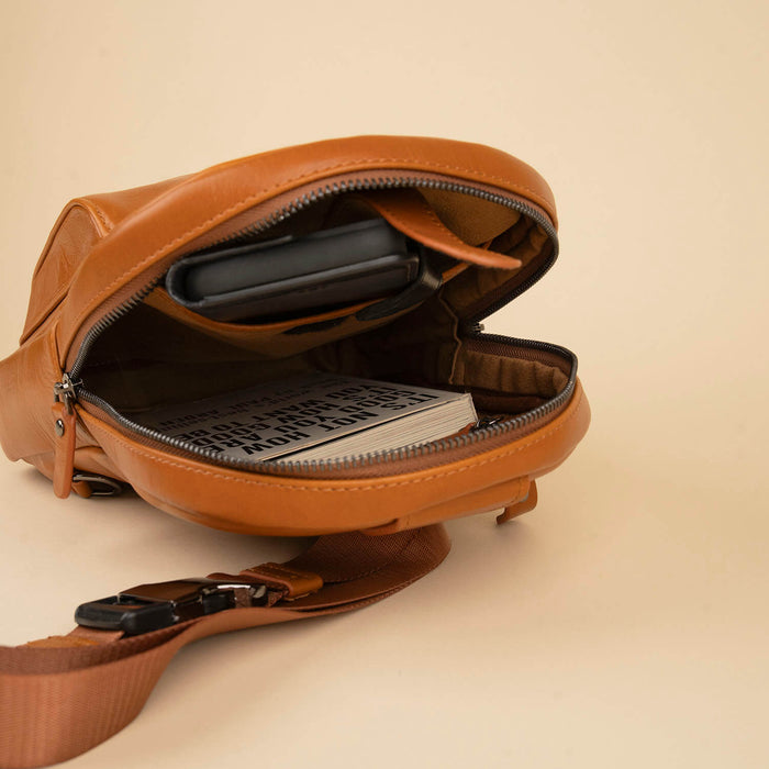 Leather Sling Bag - Brown - Marion