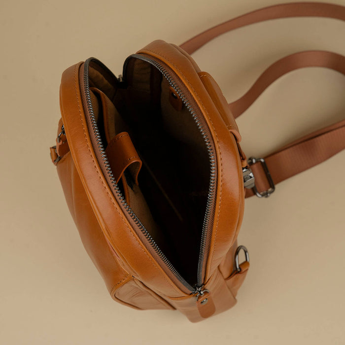 Leather Sling Bag - Brown - Marion