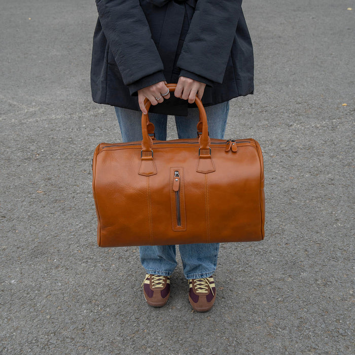 Vintage Leather Weekender Bag - Rich Brown - Edison