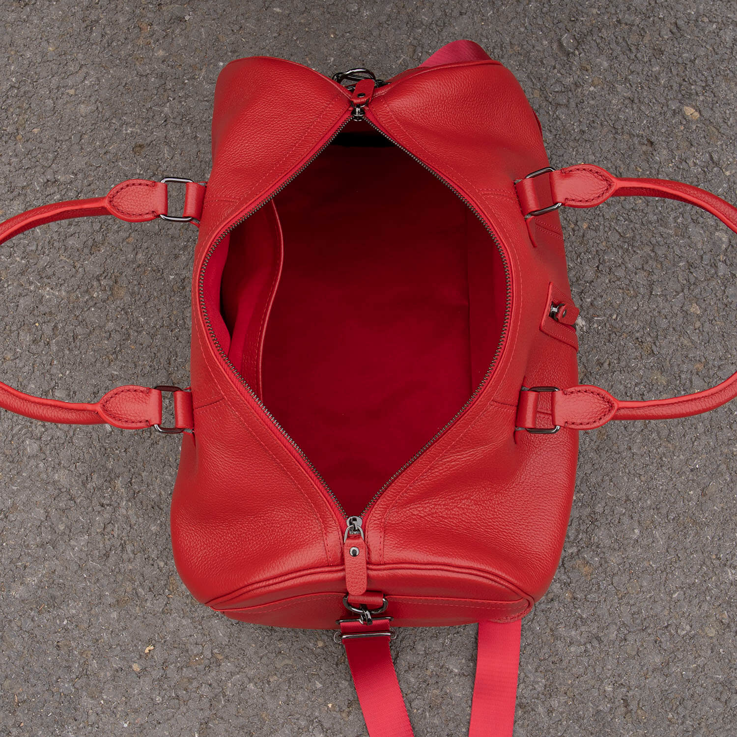 Vintage Leather Weekender Bag - Red - Edison