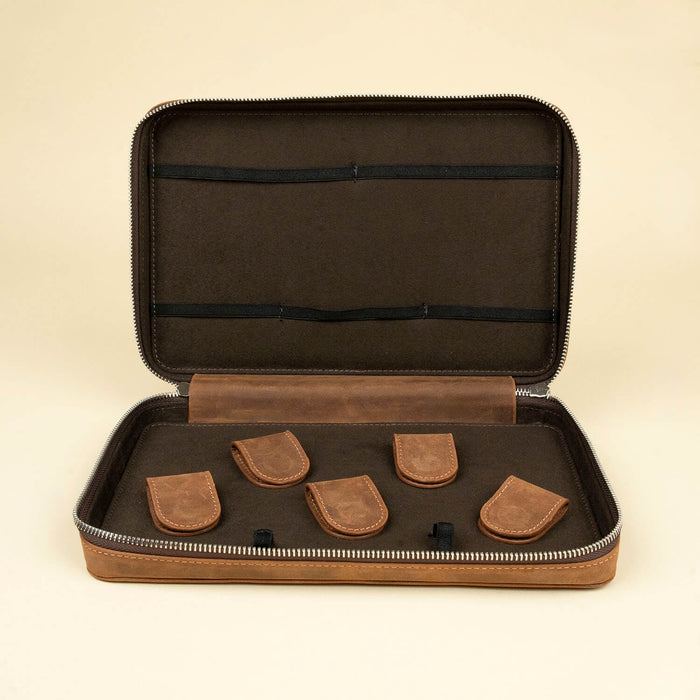 Leather Tech Organizer Case - Dark Brown - Mobile