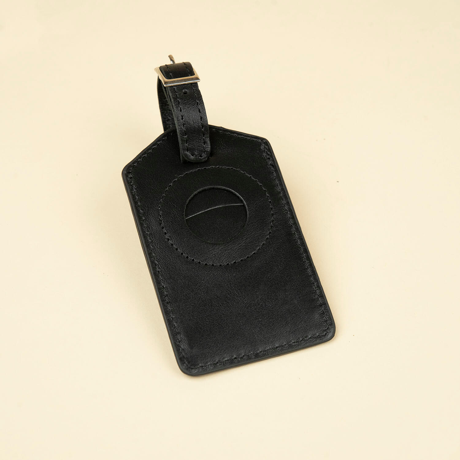 Premium Leather AirTag Luggage Tag - Black - Clovis