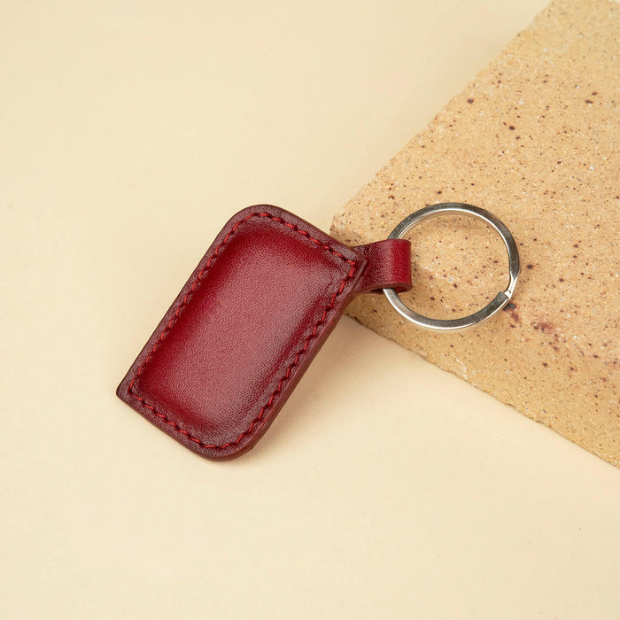 Stylish Leather Keychain - Dark Red - Burbank