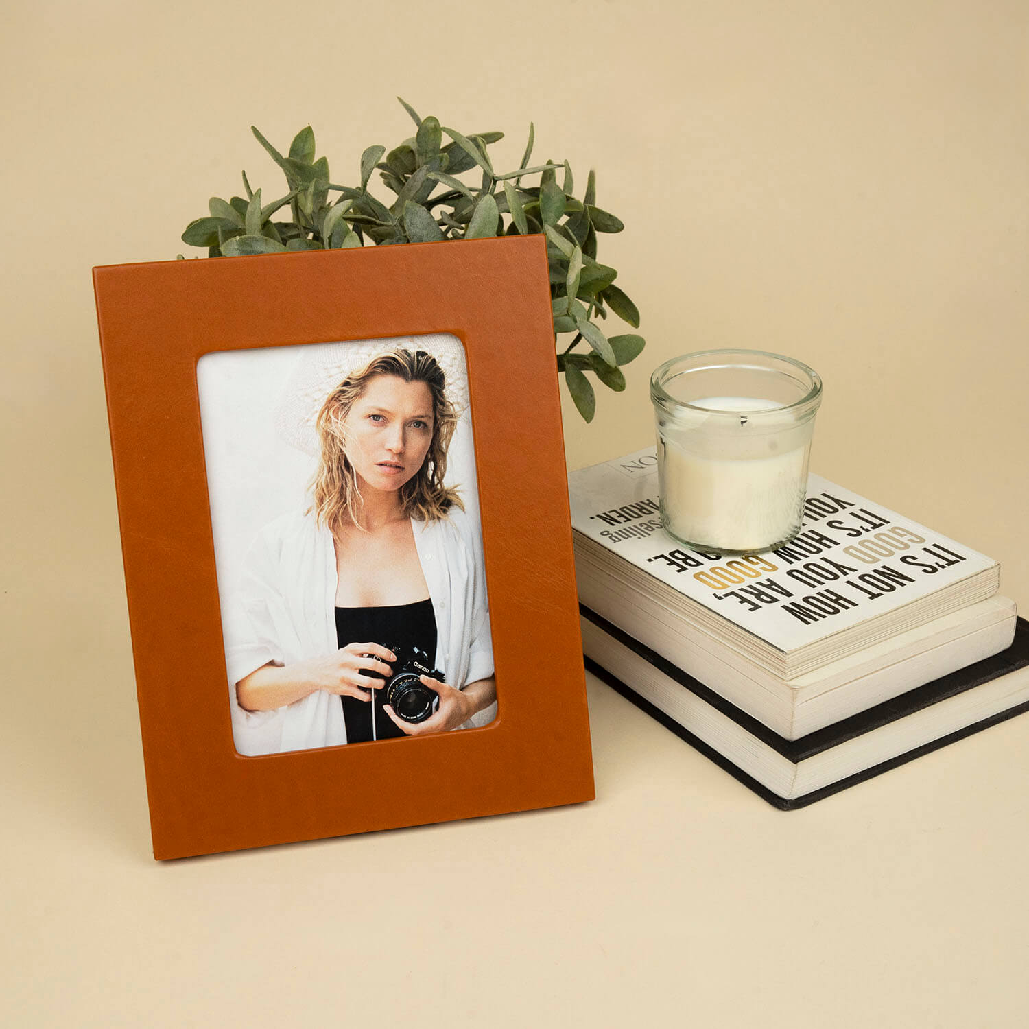 Luxury Leather Photo Frame - Brown - Allentown