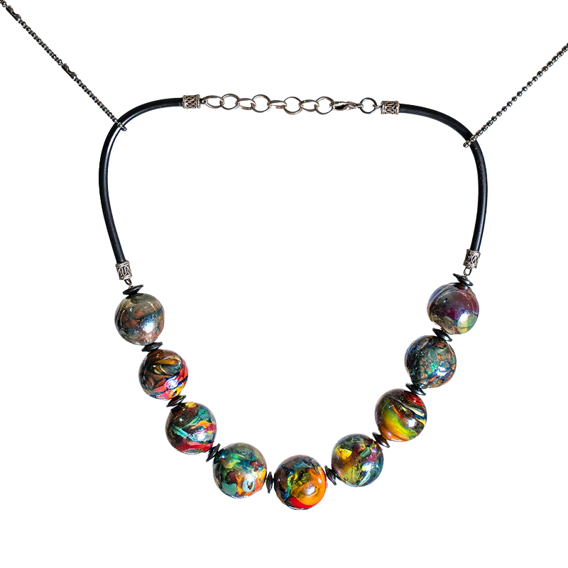 FLN-KOL-107 -Bohemian Dream in Glass - Handmade Design Necklace