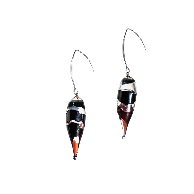 FLN-KUP-118 Glass of Night Wave - Handmade Design Earrings