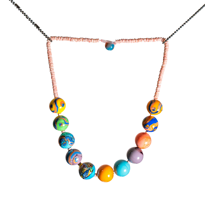 Fln-Kol-110 | Joyful Traces in Italian Glass - Handmade Design Necklace