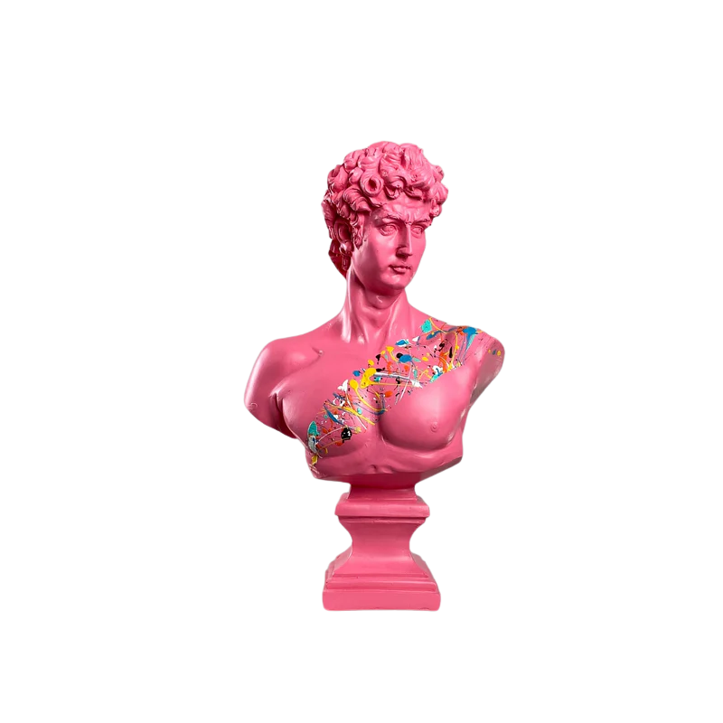 David 'Pink Candy' Pop Art Sculpture, Modern Home Decor, Large Sculpture