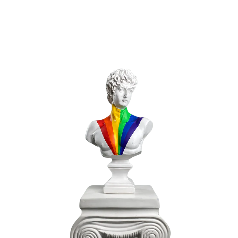 David 'Pride Edition' Pop Art Sculpture, Modern Home Decor, Large Sculpture