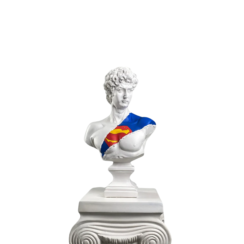 David 'Superman' Pop Art Sculpture, Modern Home Decor, Large Sculpture