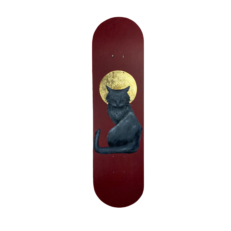 Skateboard Wall Art Set, "Holy Cat" Hand-Painted Wall Decor