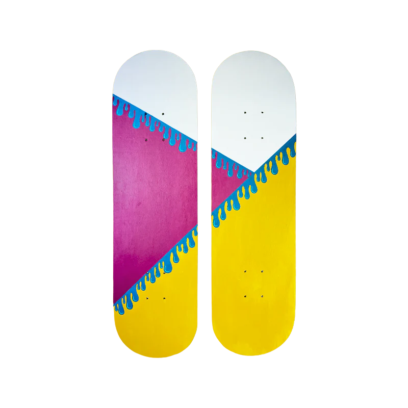 Skateboard Wall Art Set, "Leak" Hand-Painted Wall Decor Set of 2