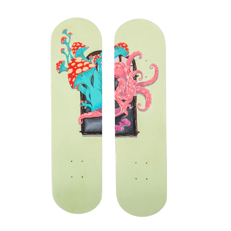 Skateboard Wall Art Set, "Mashtacle" Hand-Painted Wall Decor Set of 2