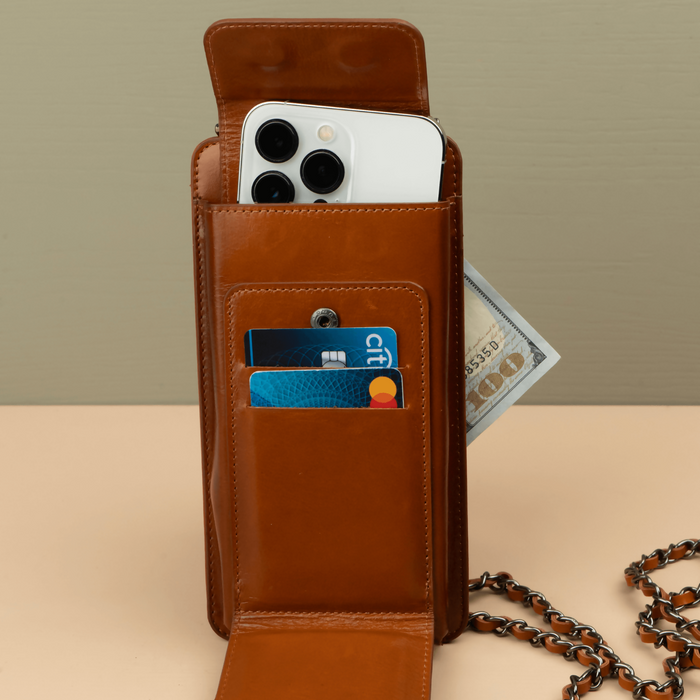 Rustic BrownLeather iPhone Case with Integrated Wallet