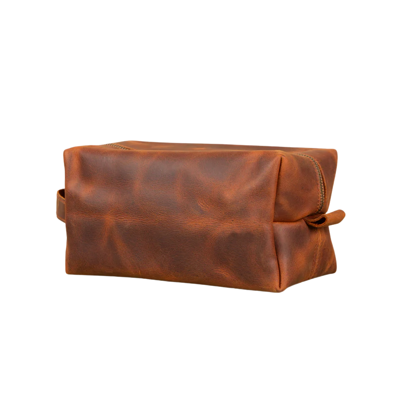 Handmade Leather Makeup Bag - Dark Brown- Minneapolis