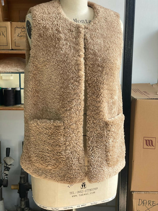 Shearling Vest Teddy Nude color,Mother day gift for her,Birthday gift idea,