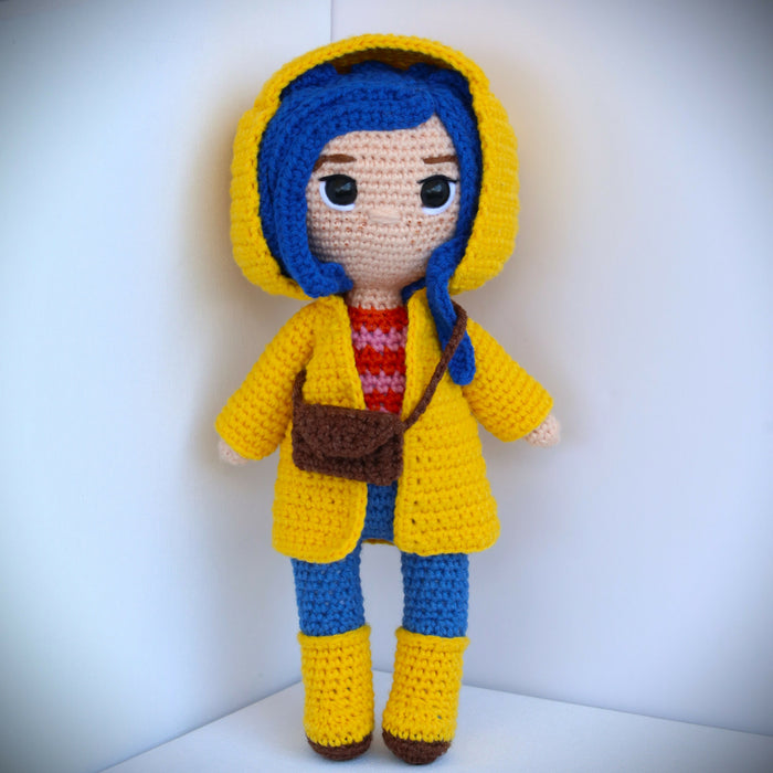 Custom Coraline Jones Crochet Doll, Handmade Knit Amigurumi Coraline Doll, Knitted Coraline Gift, Crochet Art Doll, Custom Handcrafted Order