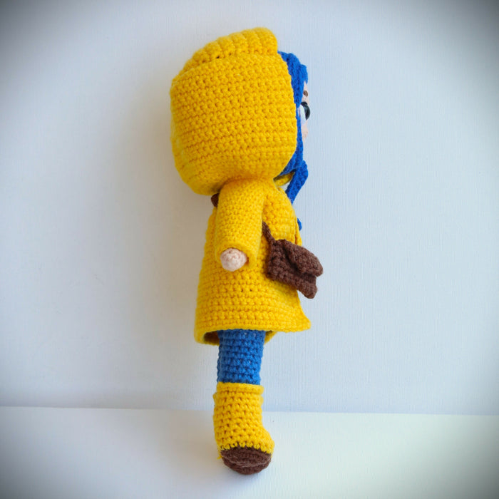 Custom Coraline Jones Crochet Doll, Handmade Knit Amigurumi Coraline Doll, Knitted Coraline Gift, Crochet Art Doll, Custom Handcrafted Order