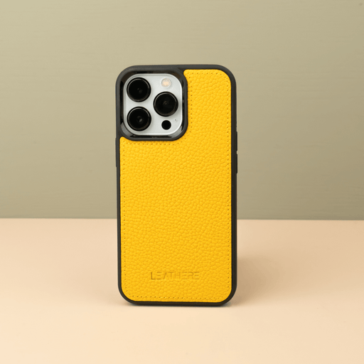 Yellow Leather iPhone 15 Series Snap-On Case - LEATHERE