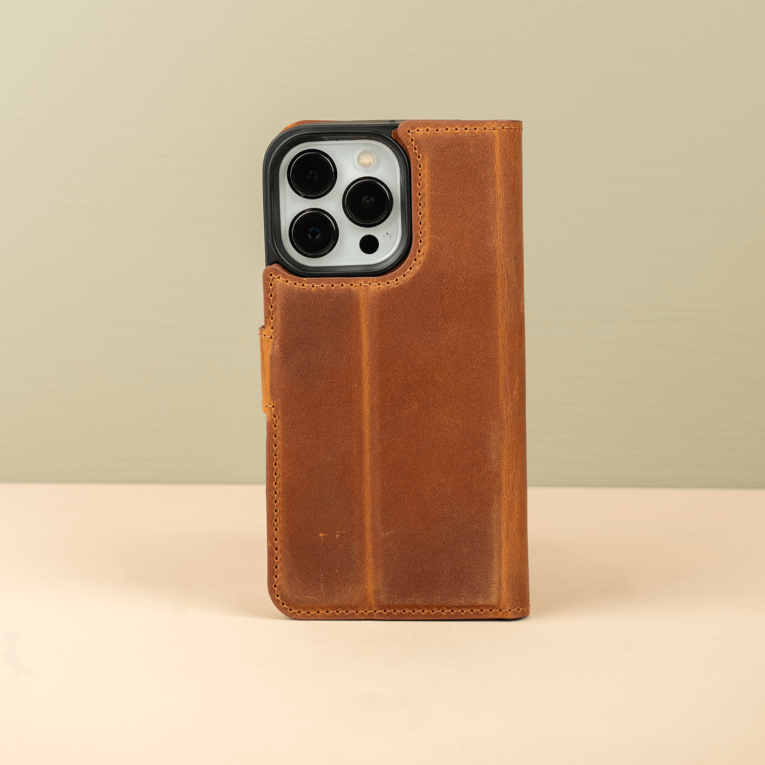 Brown Leather iPhone 16 Series Wallet Case - LEATHERE